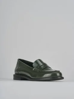 Mocassini tacco 1cm pelle verde