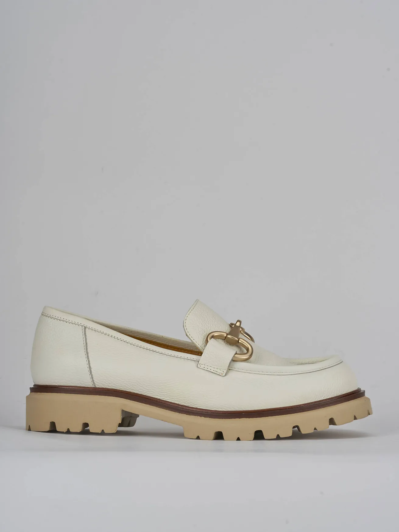 Mocassini tacco 2cm pelle bianco