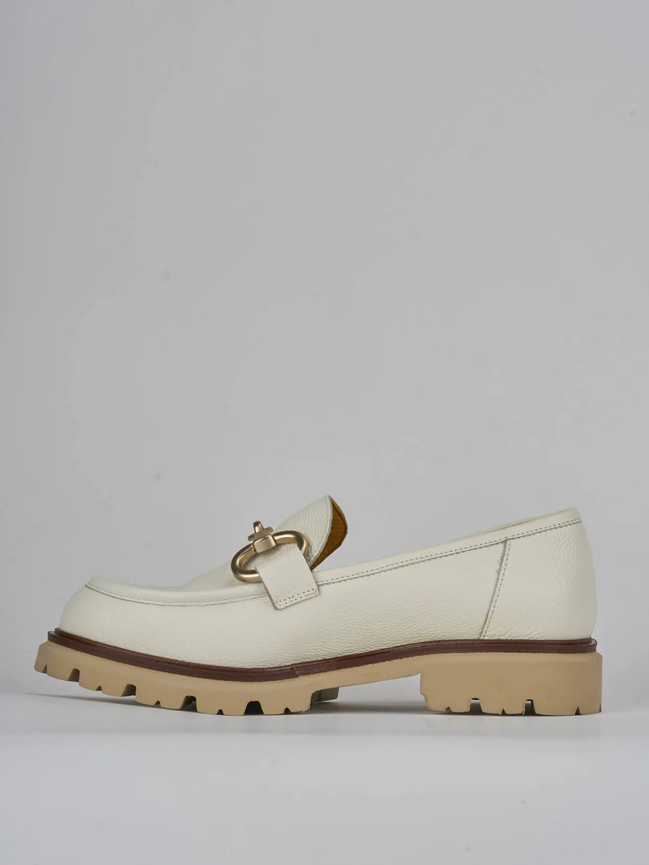 Mocassini tacco 2cm pelle bianco