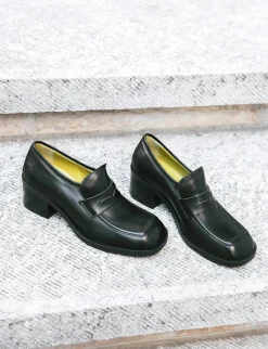 Mocassini tacco 4cm pelle nero