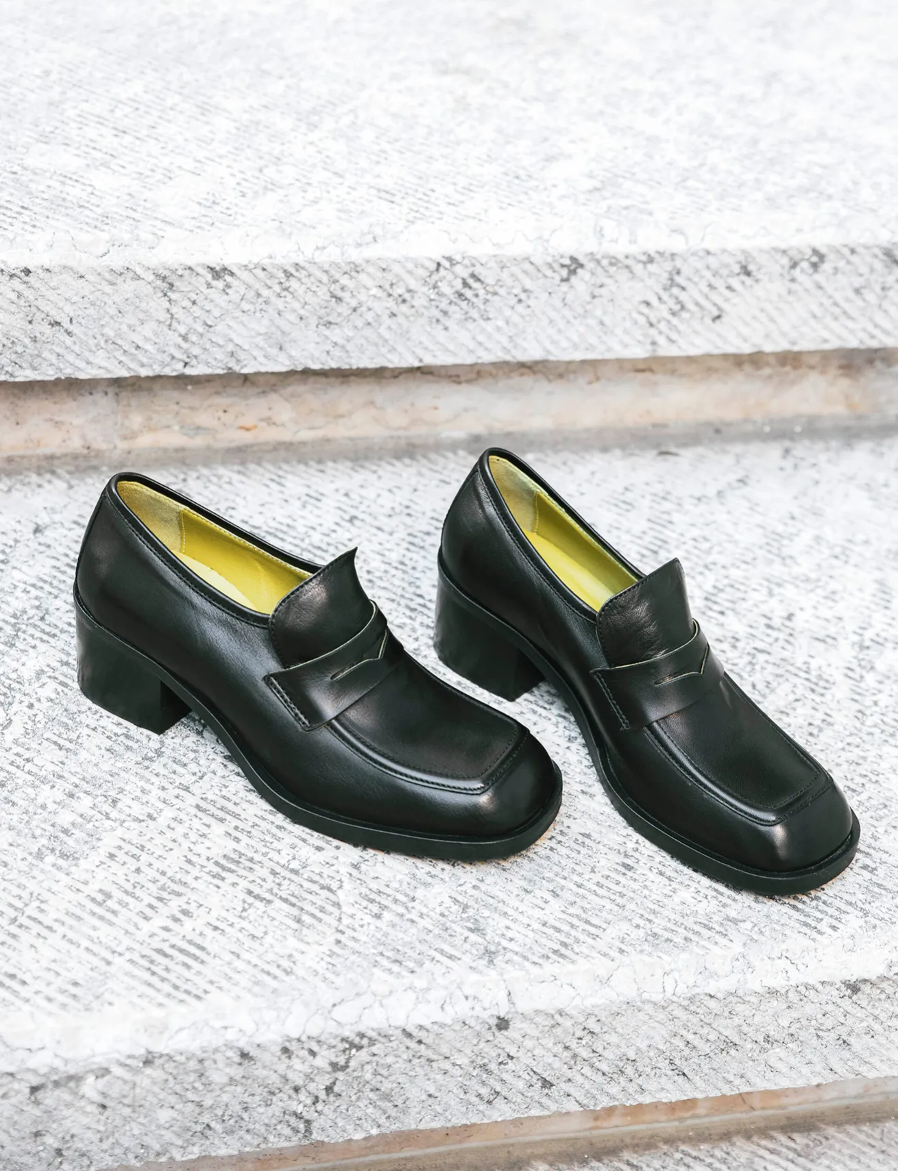 Mocassini tacco 4cm pelle nero