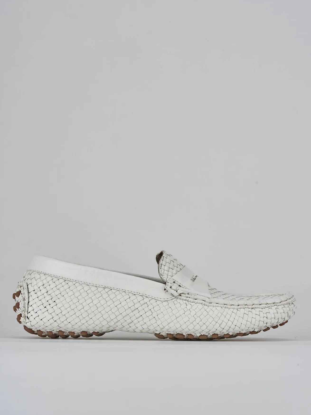 Mocassini tacco 1cm pelle bianco