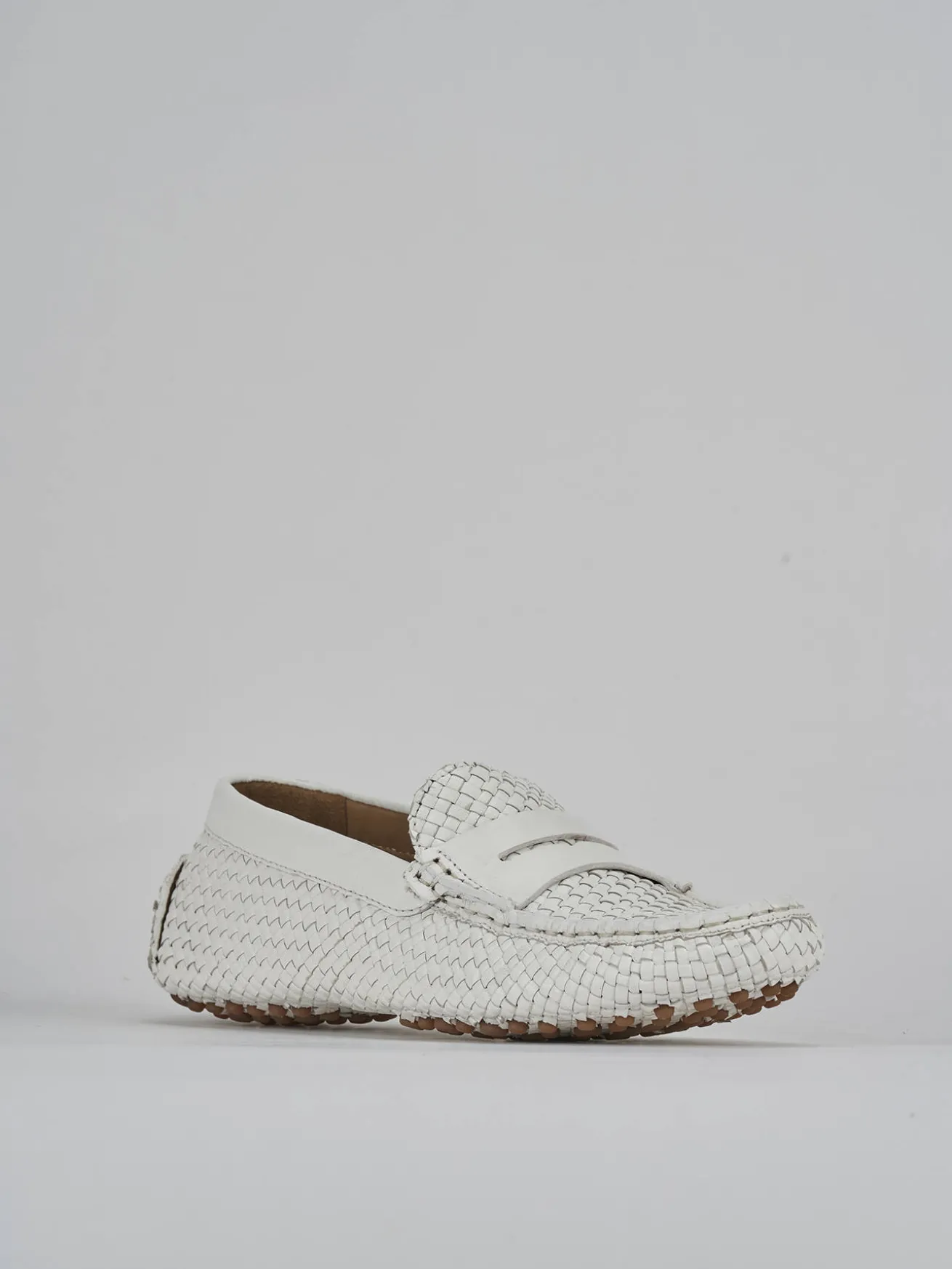 Mocassini tacco 1cm pelle bianco