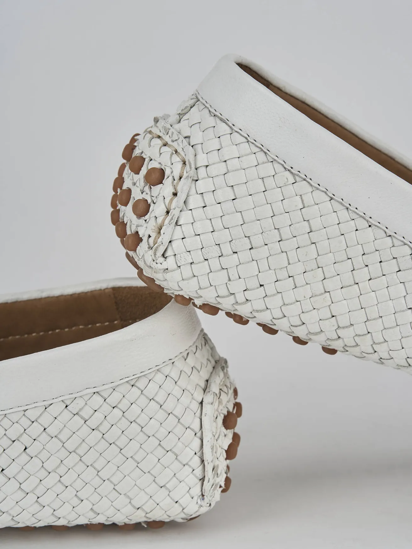 Mocassini tacco 1cm pelle bianco