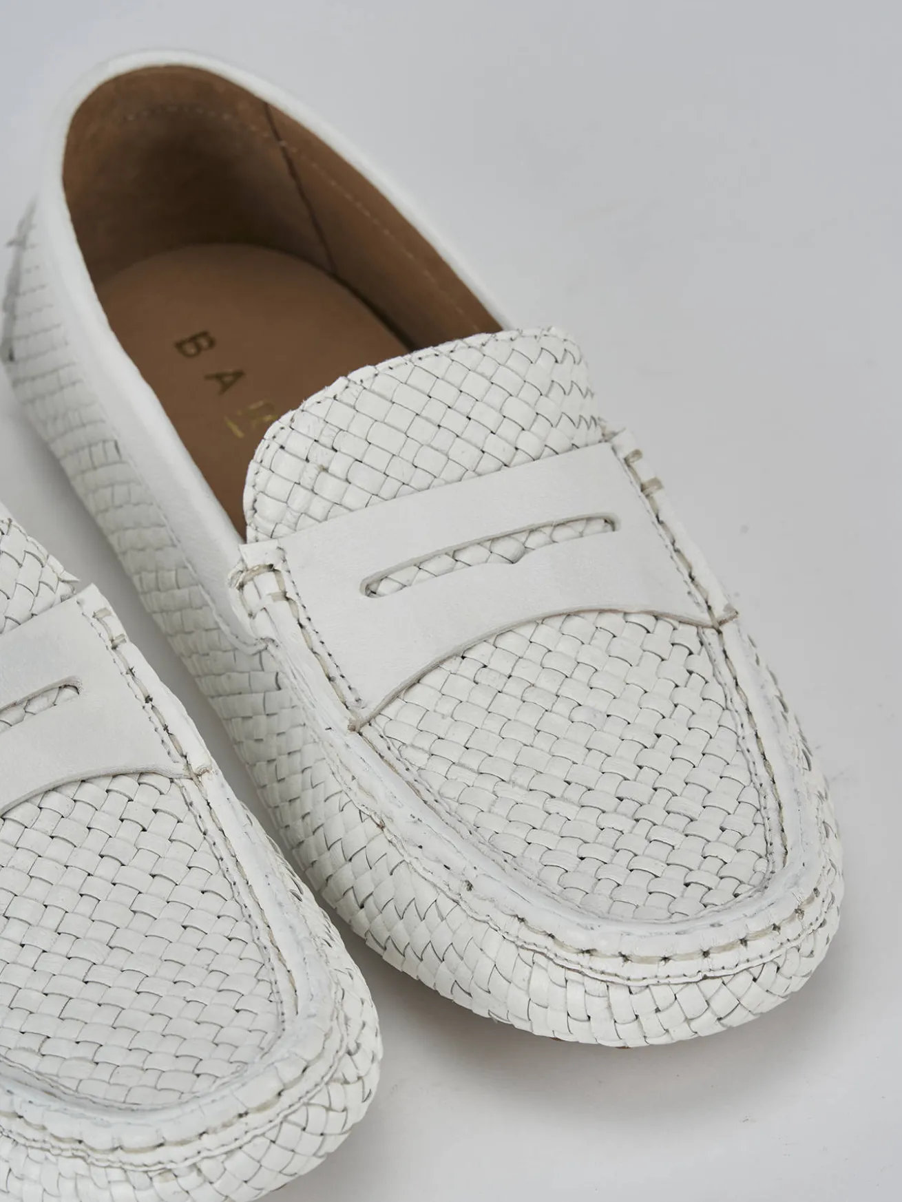 Mocassini tacco 1cm pelle bianco