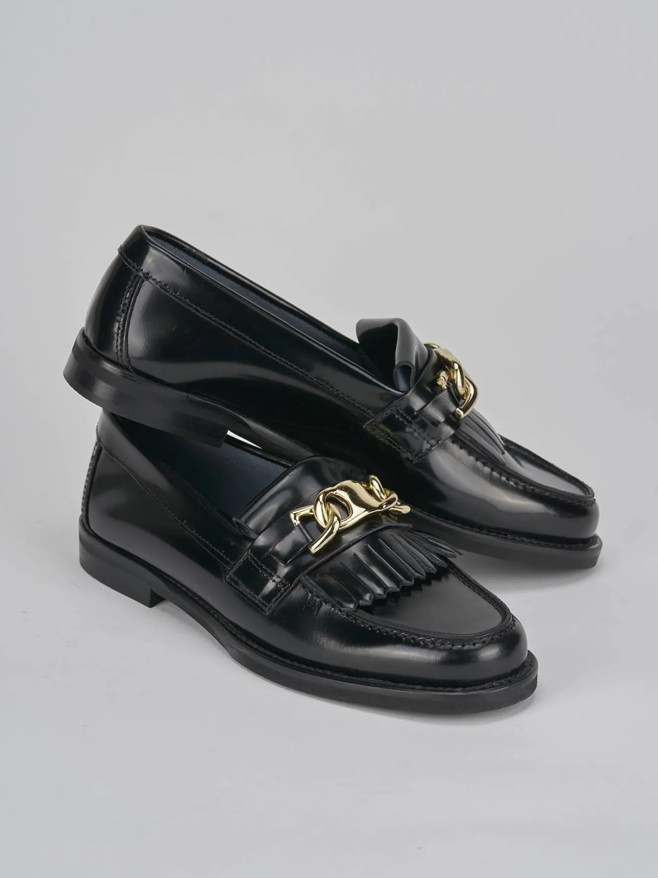 Mocassini tacco 1cm pelle nero