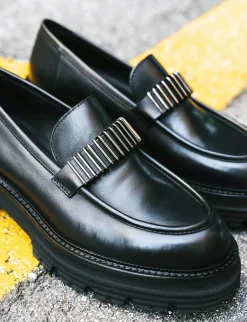 Mocassini tacco 2cm pelle nero