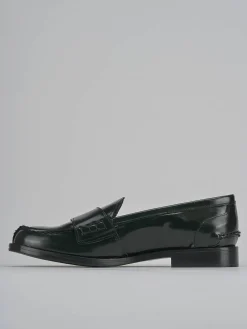 Mocassini tacco 2cm pelle verde