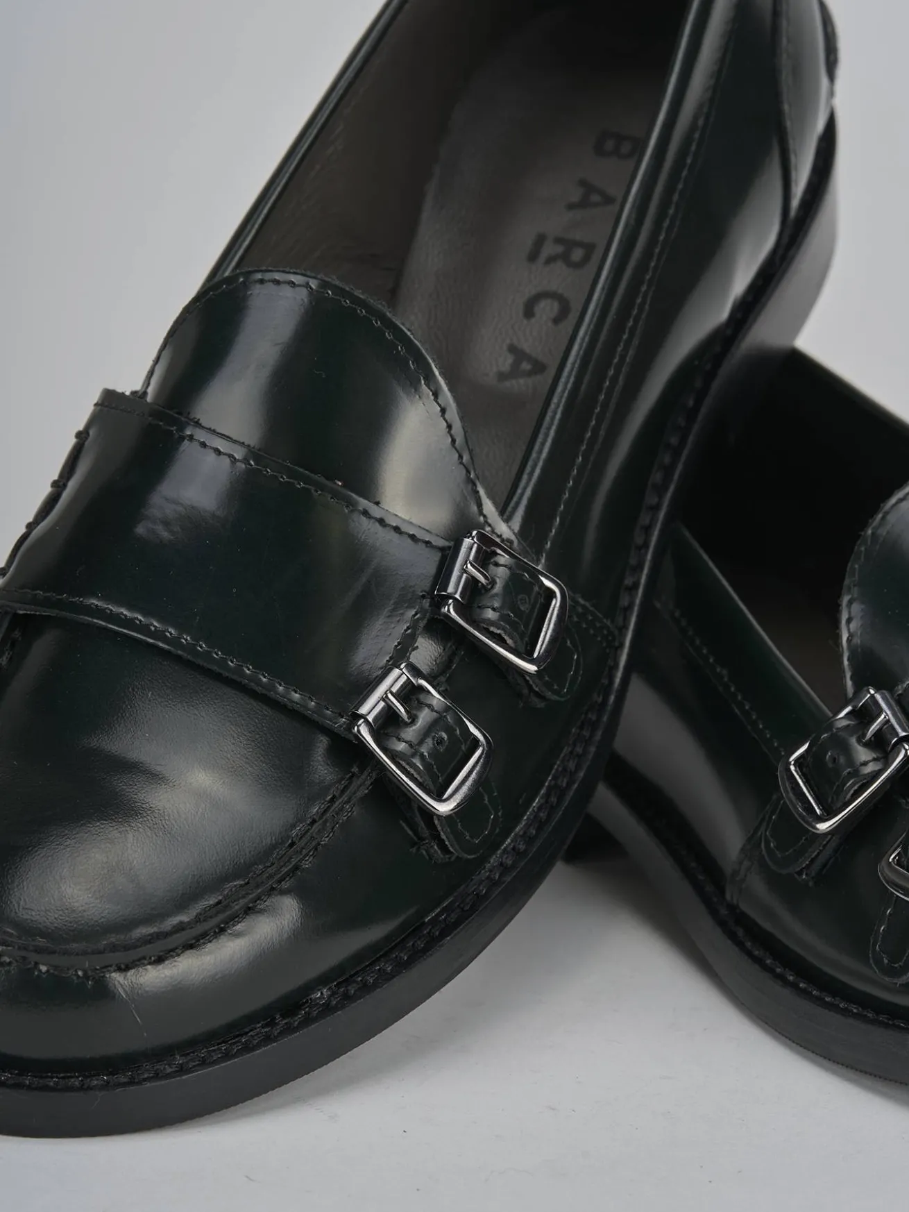 Mocassini tacco 2cm pelle verde