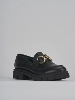 Mocassini tacco 2cm pelle nero