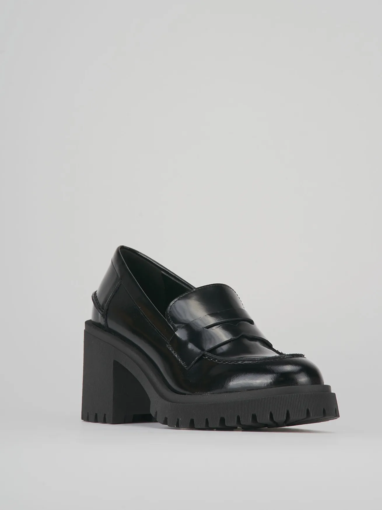 Mocassini tacco 6cm pelle nero