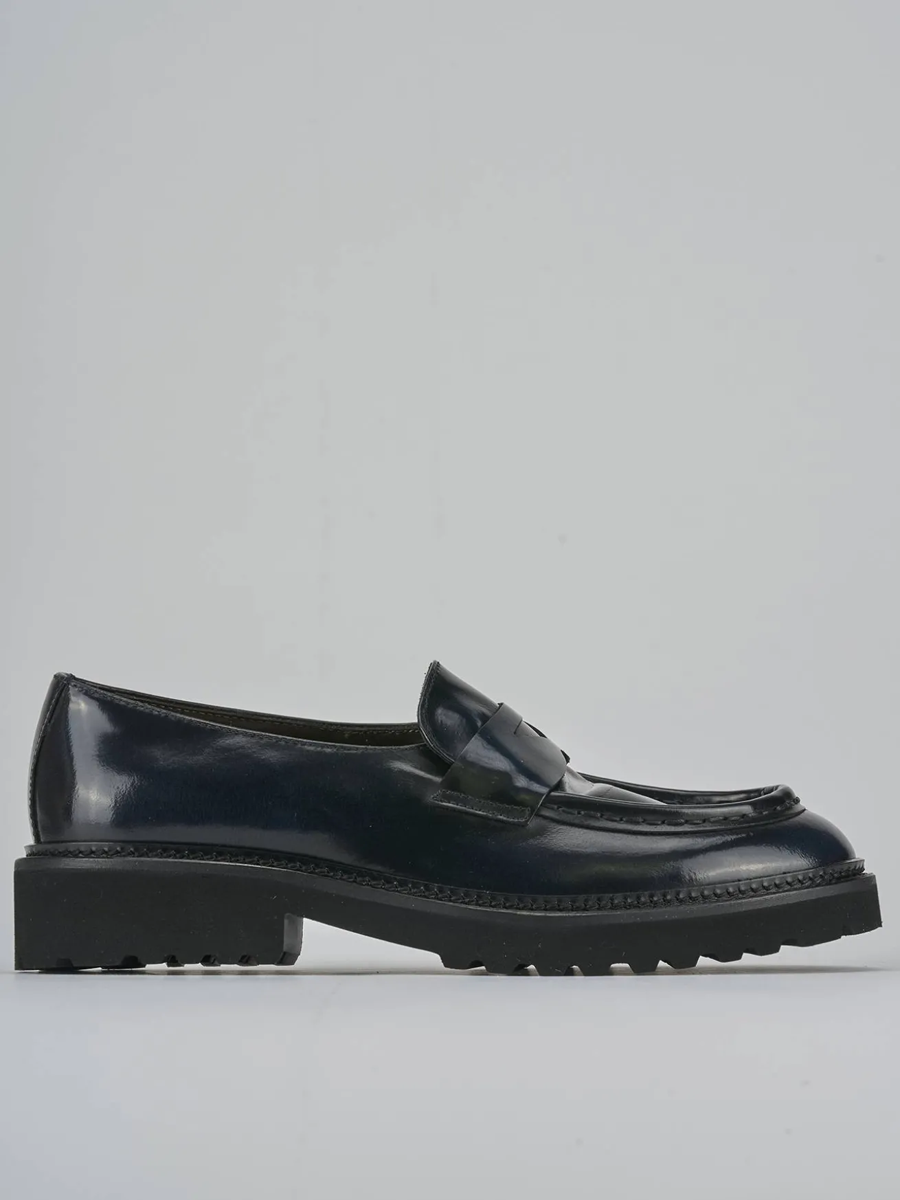 Mocassini tacco 2cm pelle blu