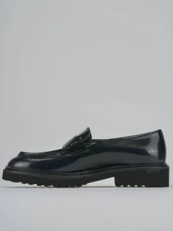 Mocassini tacco 2cm pelle blu