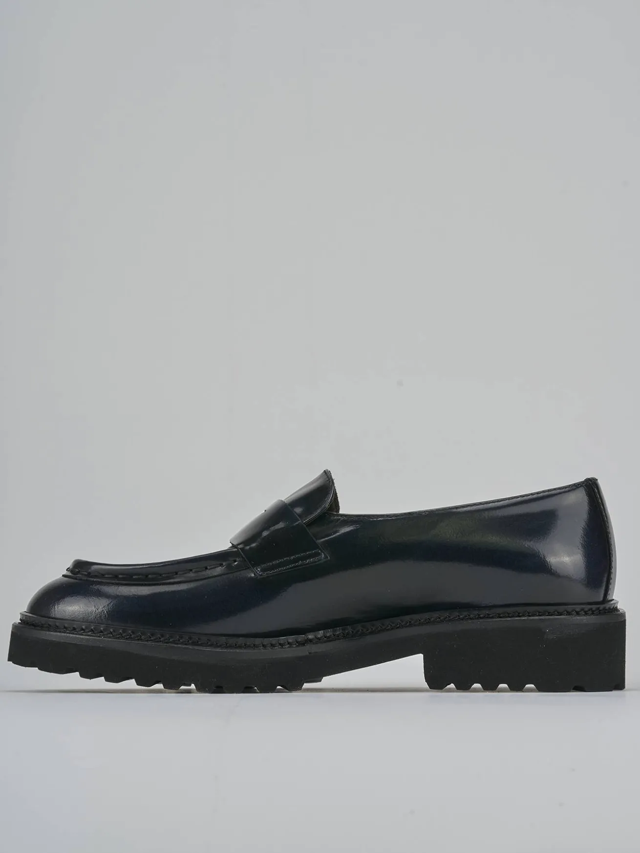 Mocassini tacco 2cm pelle blu