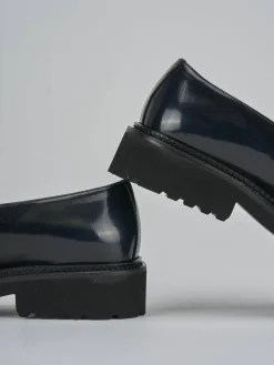 Mocassini tacco 2cm pelle blu