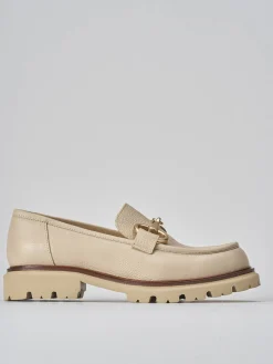 Mocassini tacco 2cm pelle marrone