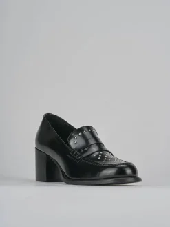 Mocassini tacco 7cm pelle nero