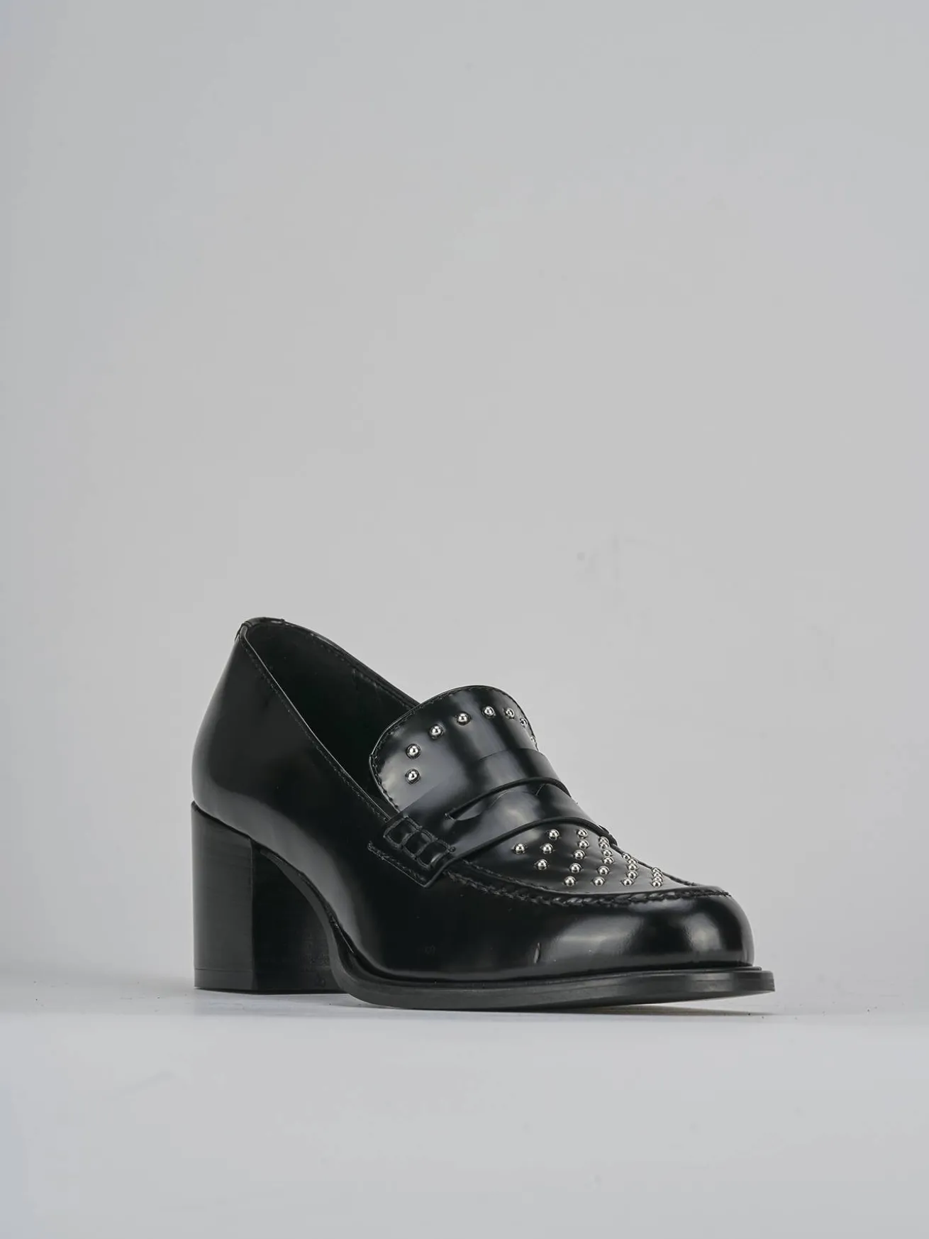 Mocassini tacco 7cm pelle nero