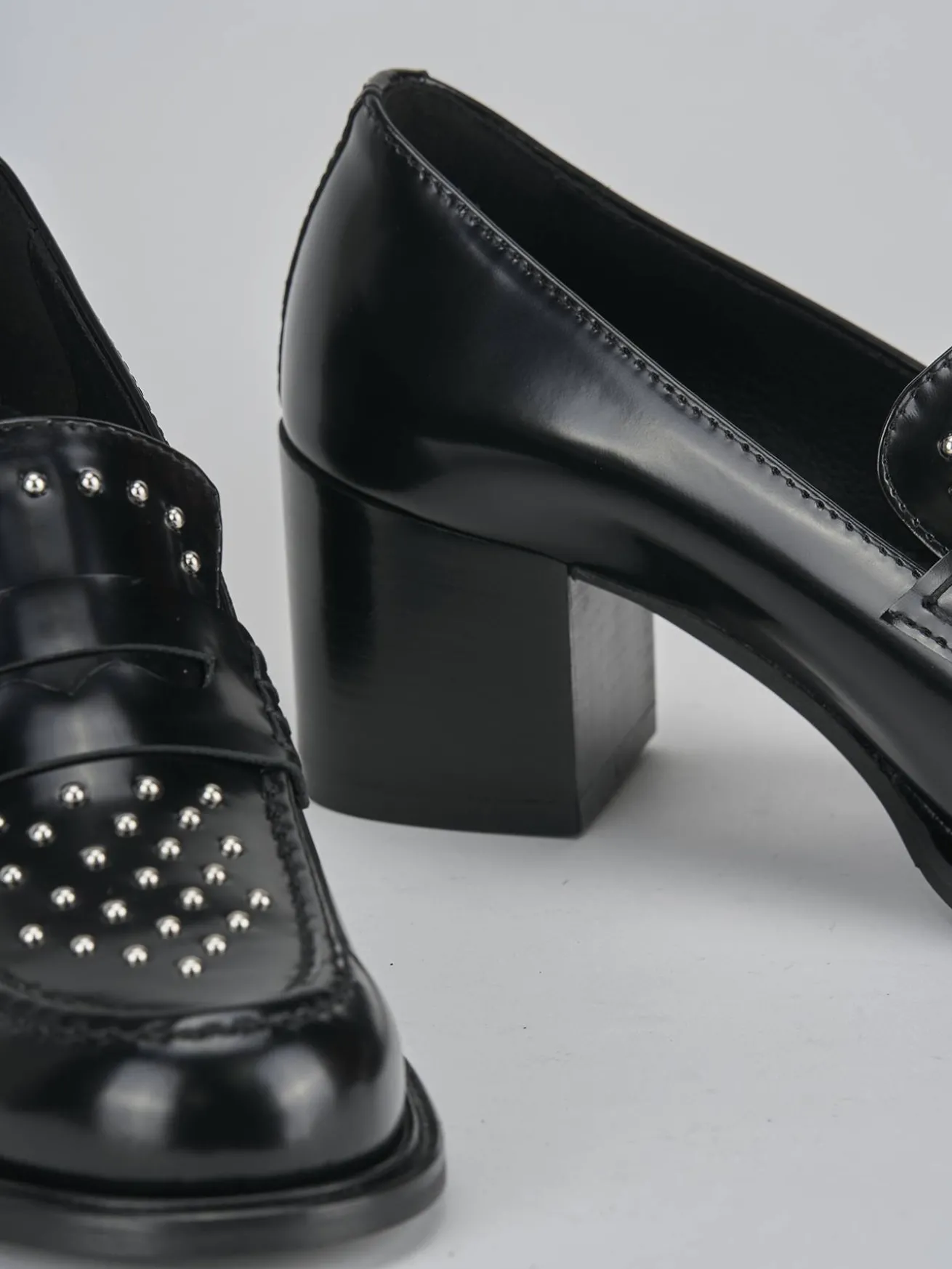 Mocassini tacco 7cm pelle nero