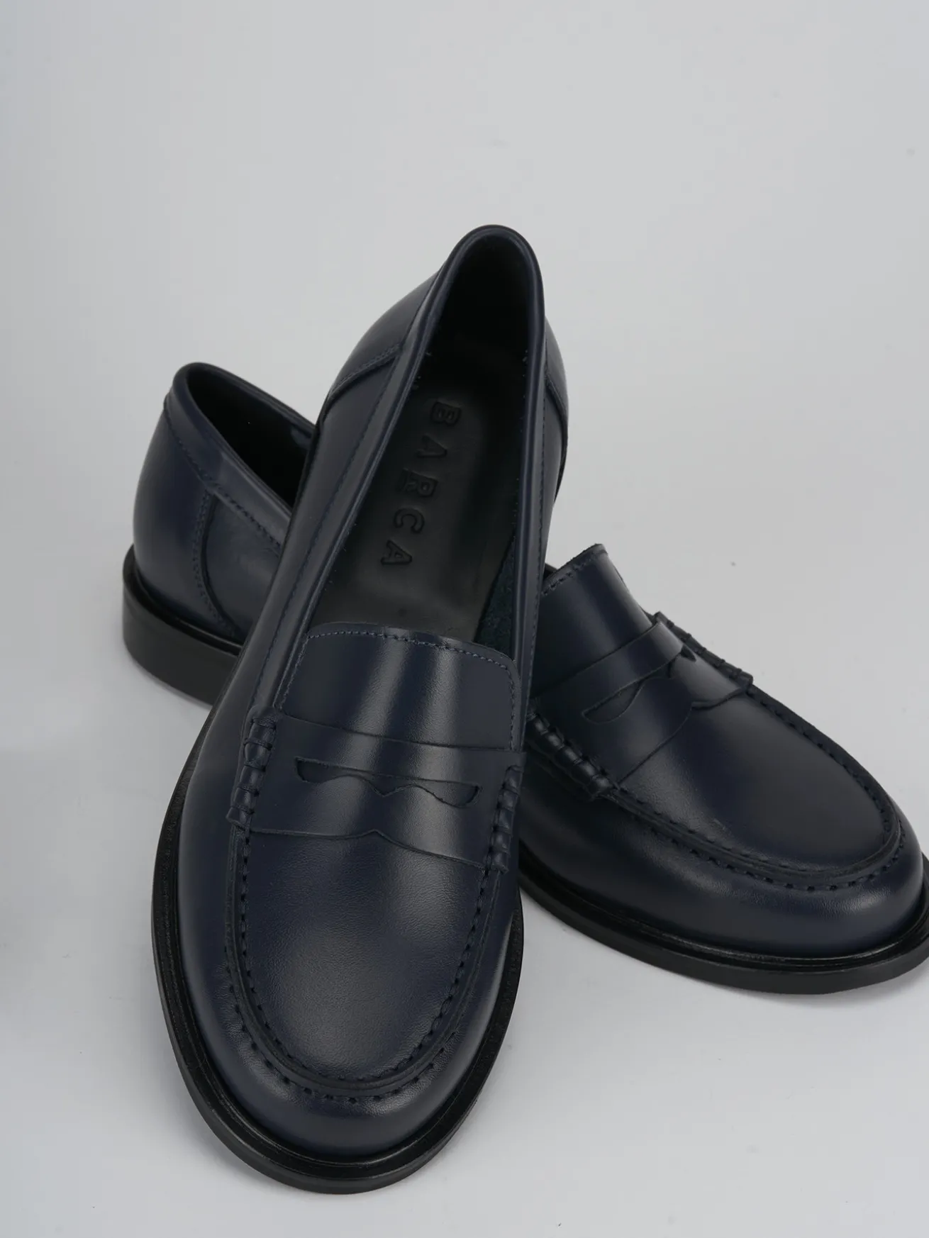 Mocassini tacco 2cm pelle blu