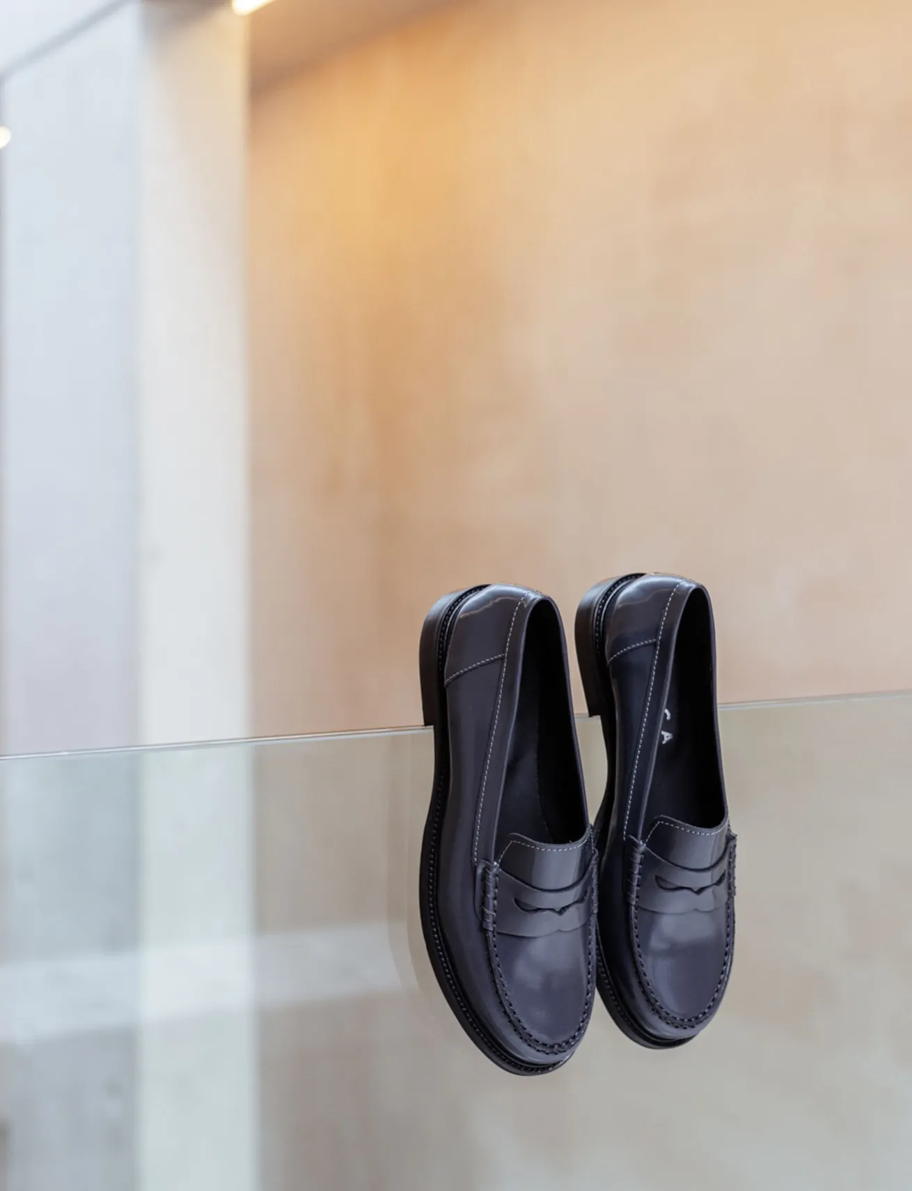 Mocassini tacco 2cm pelle grigio