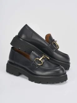 Mocassini tacco 2cm pelle nero