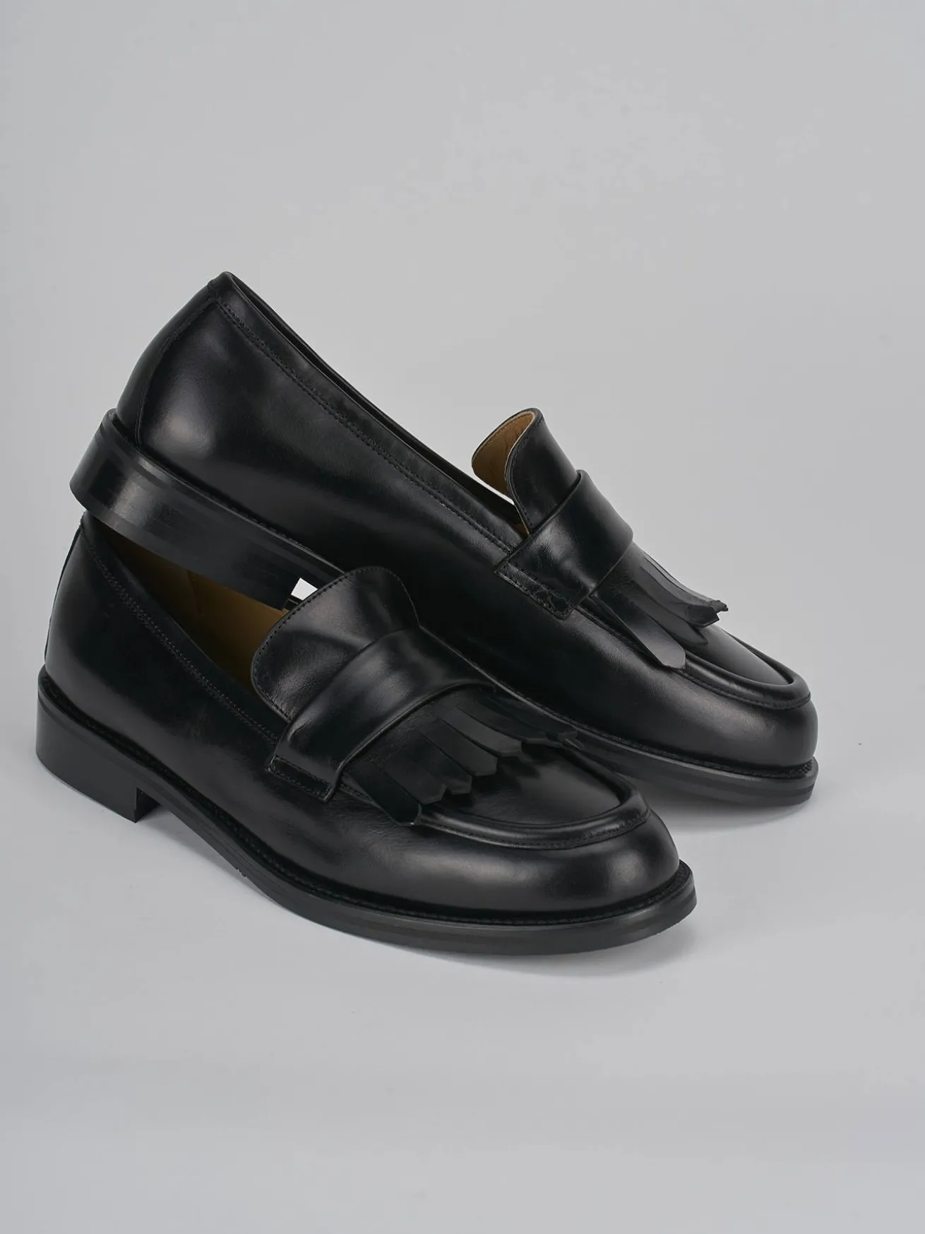 Mocassini tacco 2cm pelle nero