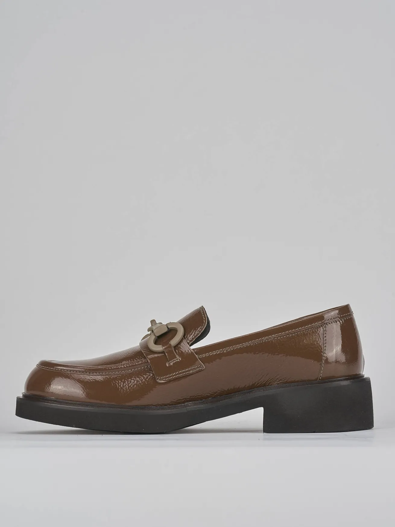 Mocassini tacco 3cm pelle marrone