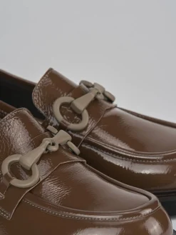 Mocassini tacco 3cm pelle marrone