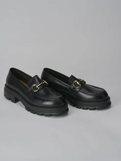 Mocassini tacco 3cm pelle nero