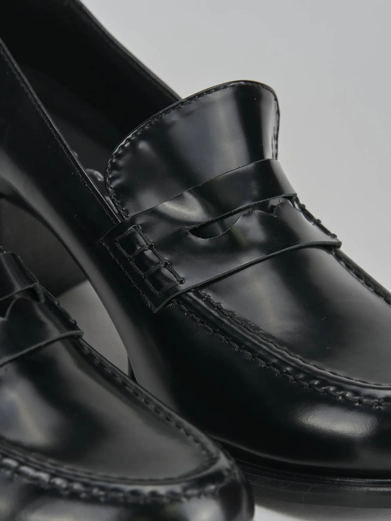 Mocassini tacco 7cm pelle nero