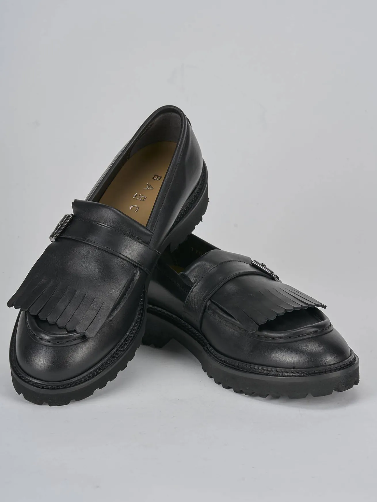 Mocassini tacco 2cm pelle nero