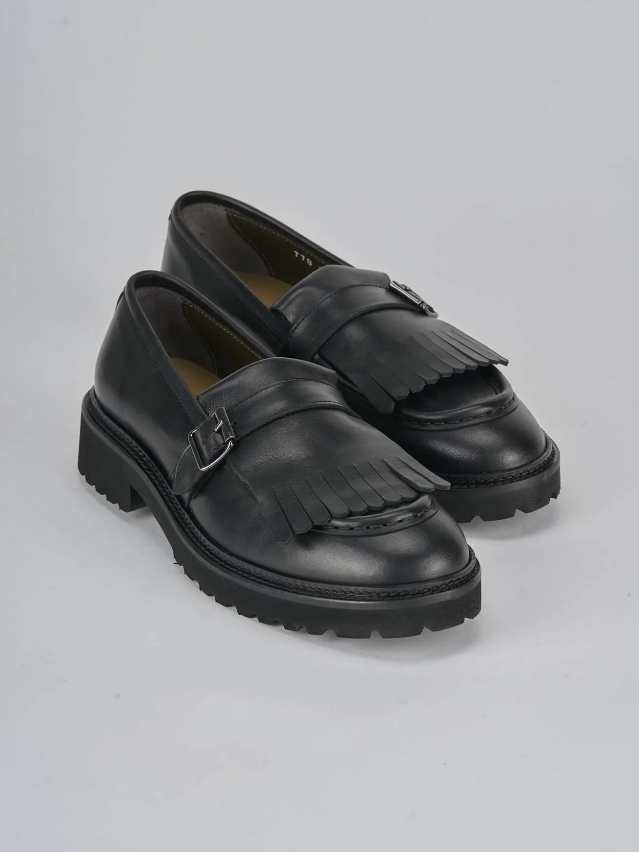 Mocassini tacco 2cm pelle nero