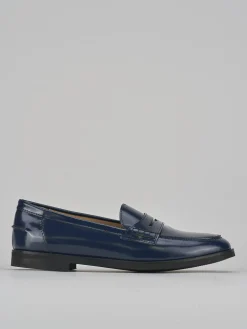 Mocassini tacco 1cm pelle blu