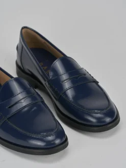 Mocassini tacco 1cm pelle blu