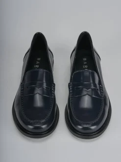 Mocassini tacco 1cm pelle blu