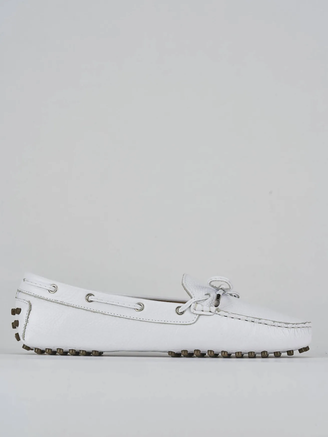 Mocassini tacco 1cm pelle bianco