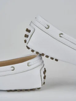 Mocassini tacco 1cm pelle bianco