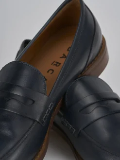 Mocassini tacco 1cm pelle blu