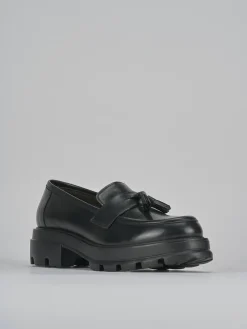 Mocassini tacco 3cm pelle nero