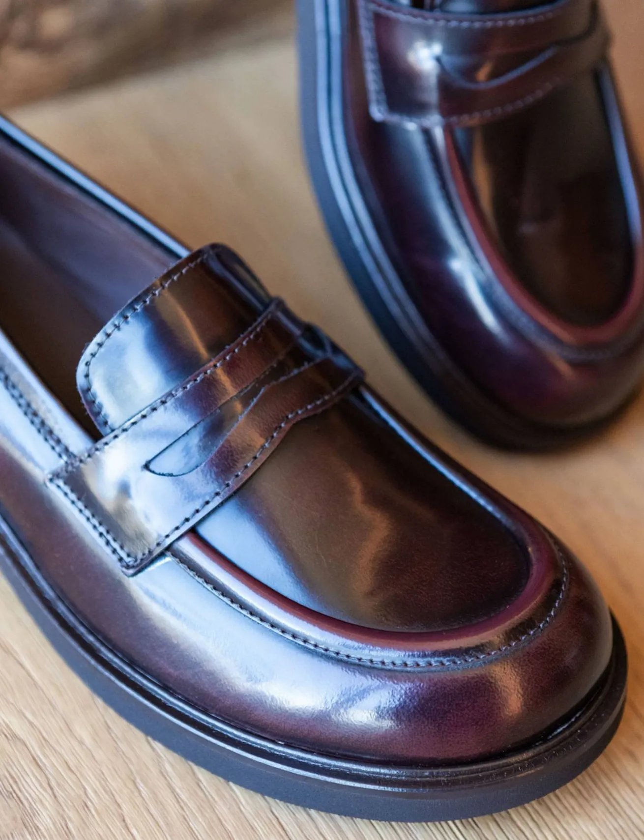 Mocassini tacco 2cm pelle beige