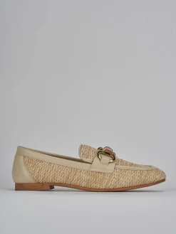 Mocassini tacco 1cm pelle beige