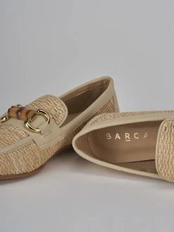 Mocassini tacco 1cm pelle beige