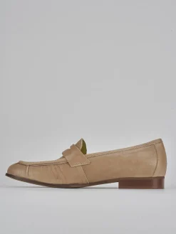 Mocassini tacco 1cm pelle beige