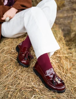 Mocassini tacco 3cm pelle bordo'