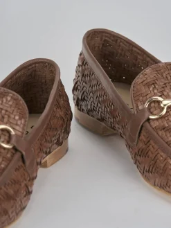 Mocassini tacco 1cm pelle marrone