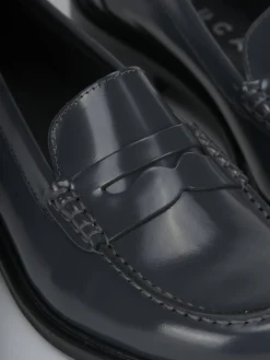 Mocassini tacco 1cm pelle grigio