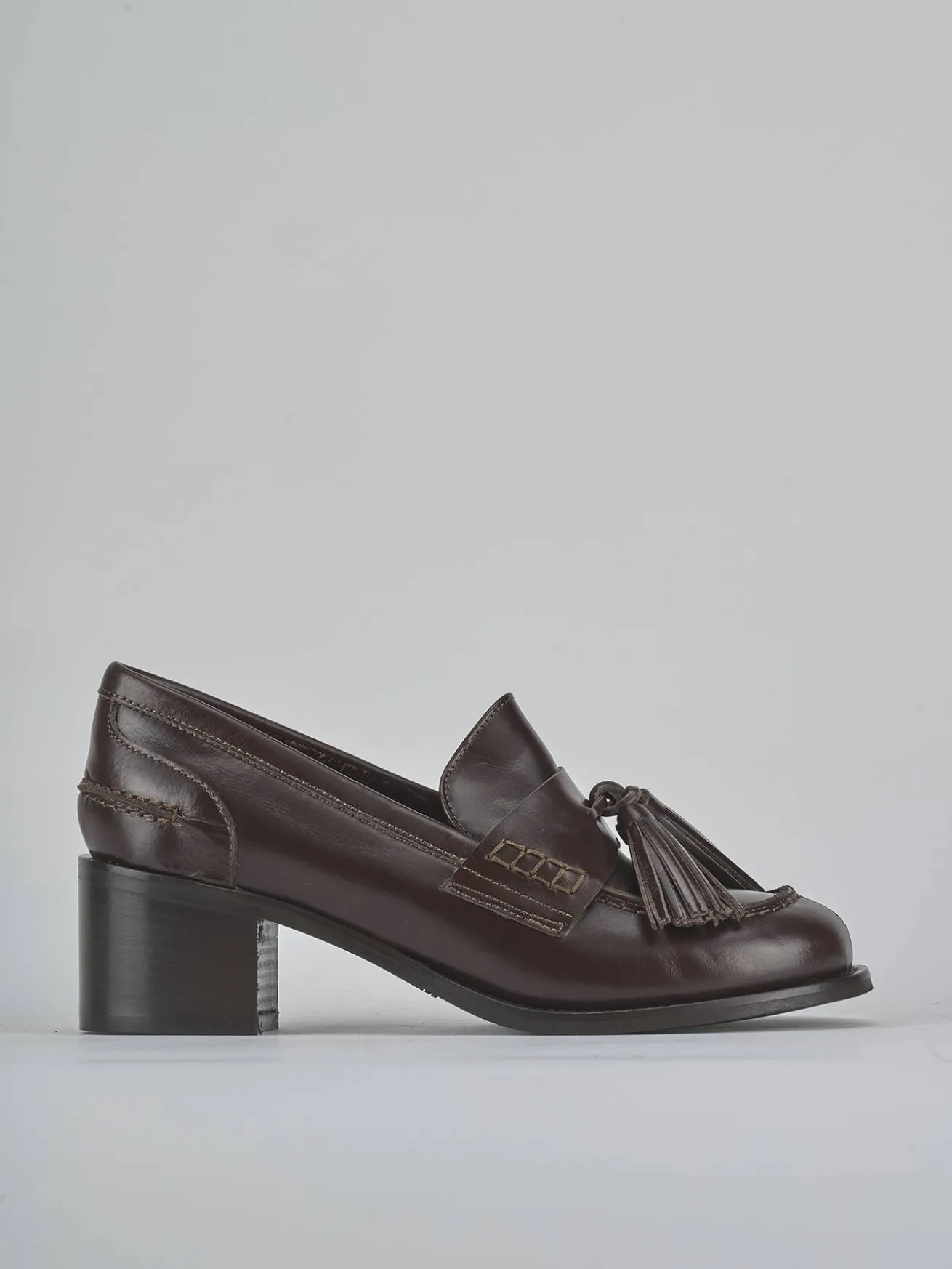 Mocassini tacco 5cm pelle testa