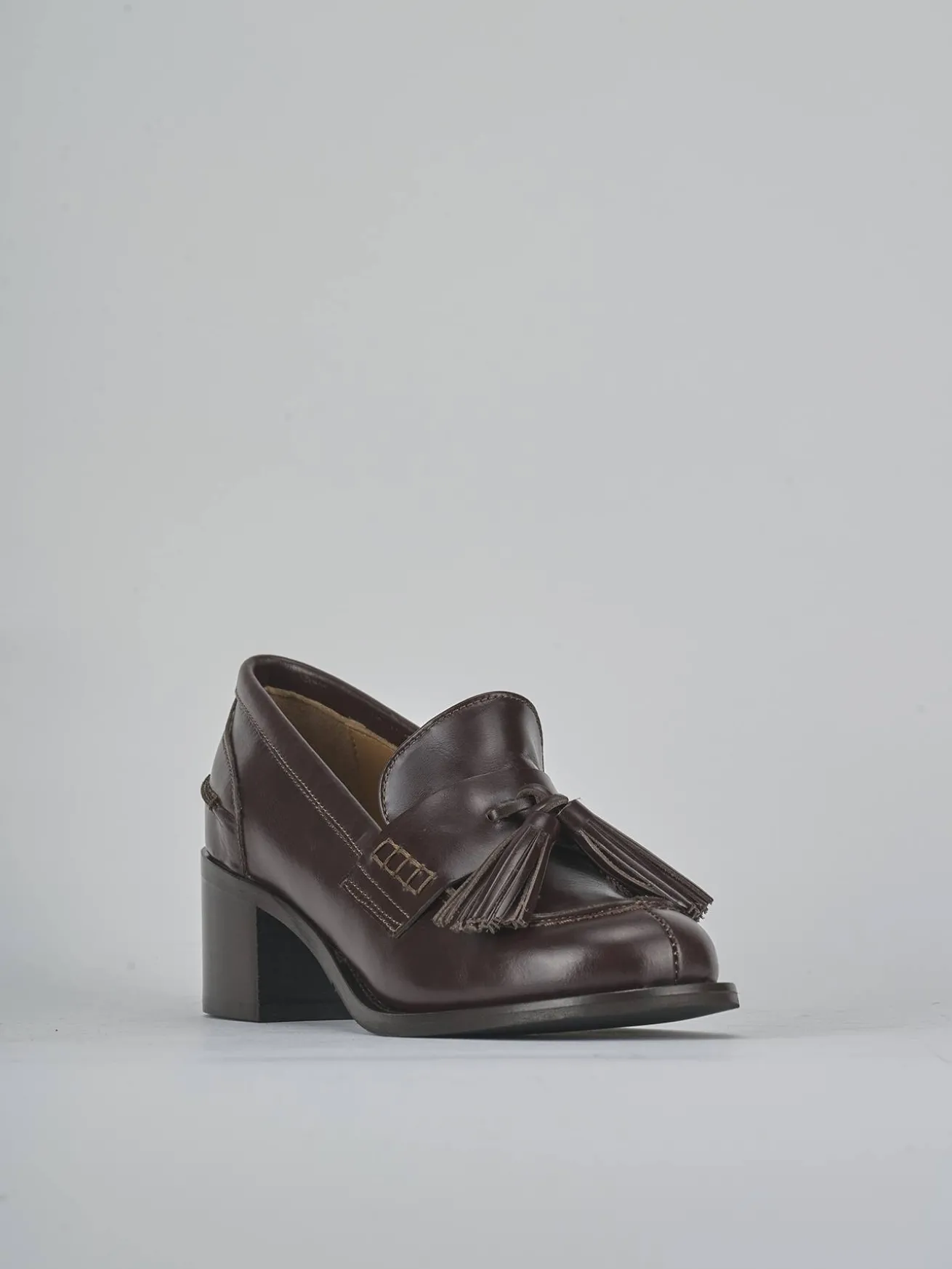 Mocassini tacco 5cm pelle testa