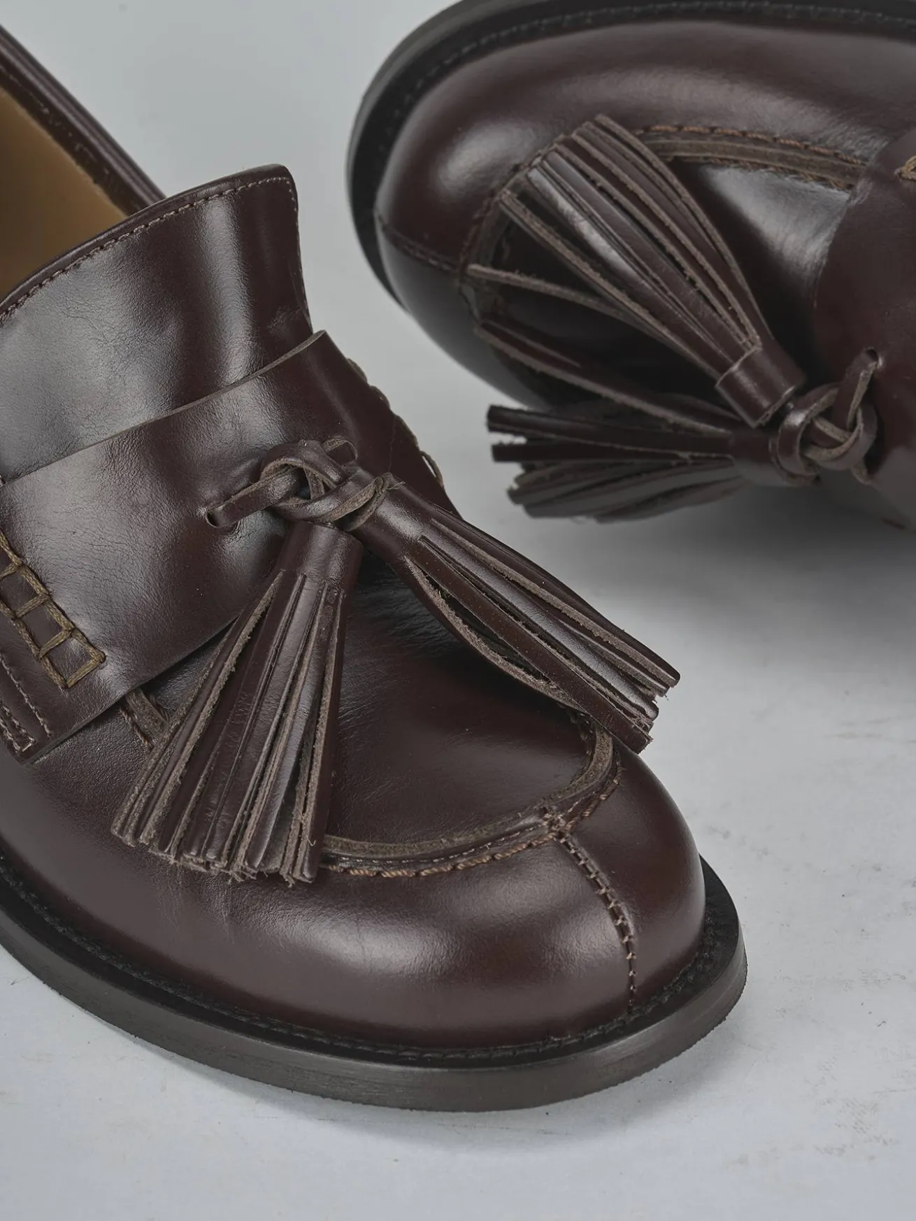 Mocassini tacco 5cm pelle testa